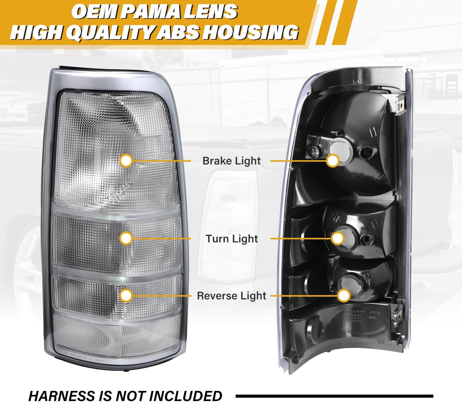 tail light assembly compatible with chevy 1999 2000 2001 2002 silverado | 1999-2006 gmc sierra 1500 2500 3500, rear lamps for 15198453, 15198460, chrome housing+clear lens, pair