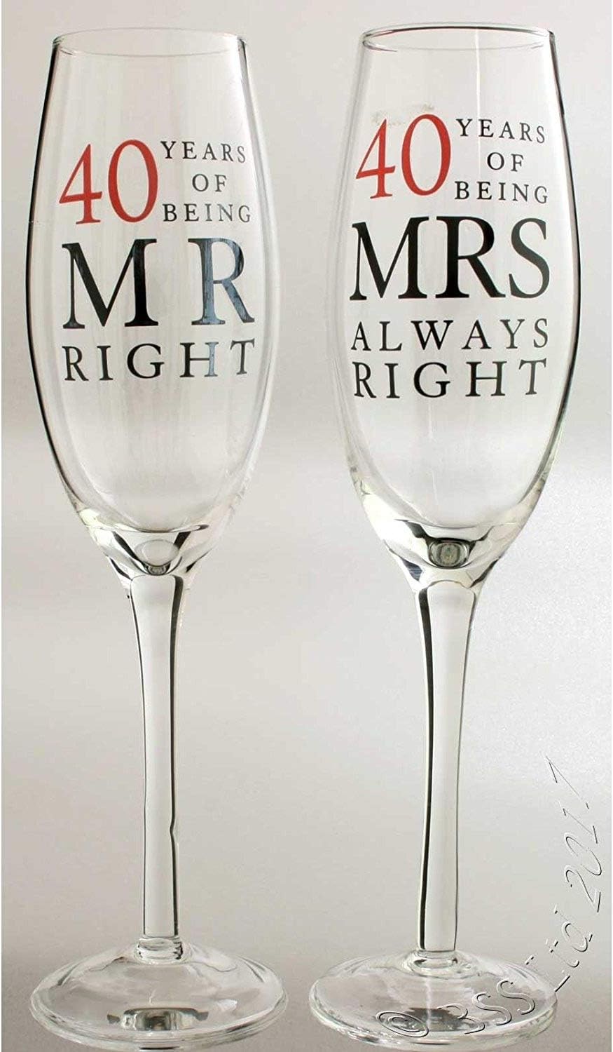40th Ruby Wedding Anniversary Champagne Glasses Gift
