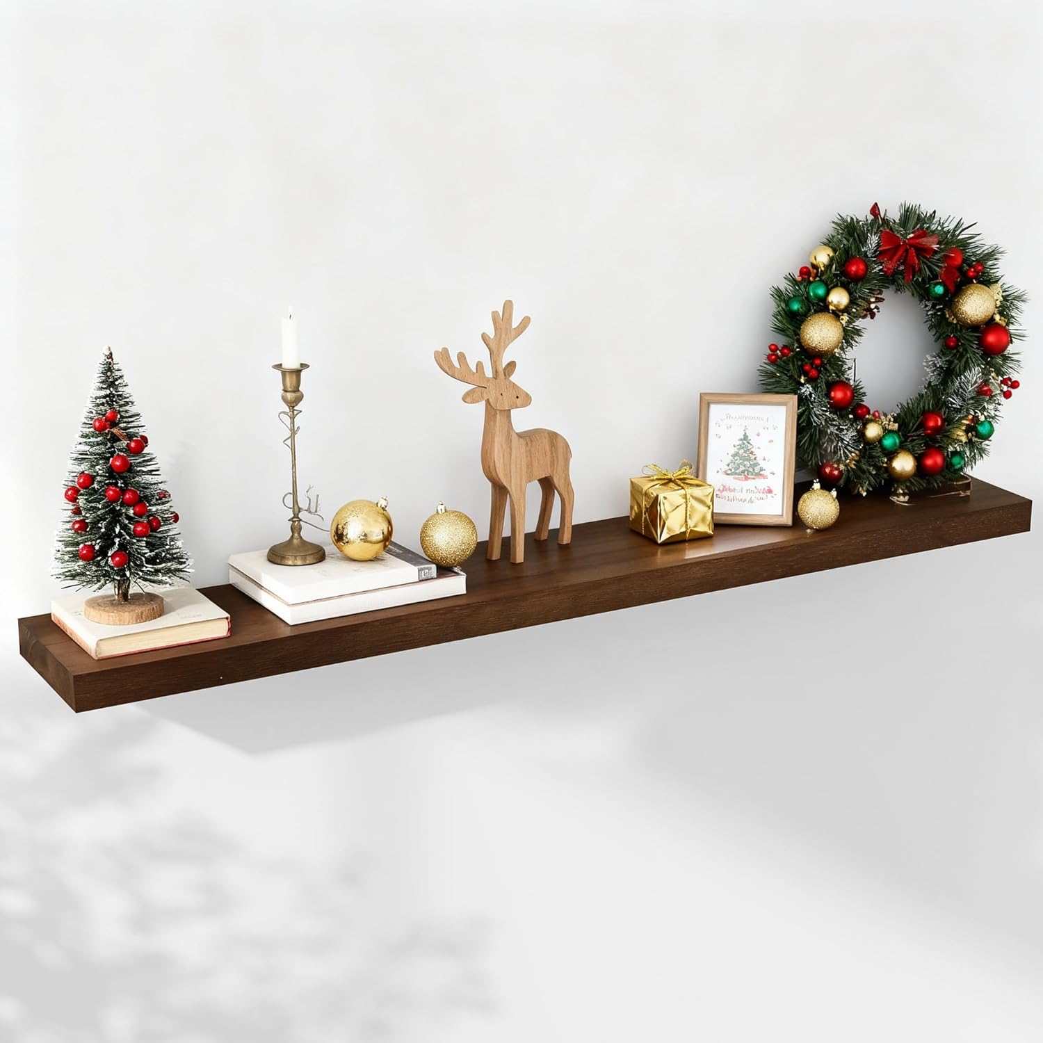 Axeman Floating Shelves, 8 Inch Deep Modern Solid Wood Wall Shelves for Storage, Wall Mounted Display Shelving with Invisible Heavy-Duty Metal Bracket, 48" W x 8" D x 1.6" H, Walnut Special Walnut 48" W, 1-Pack