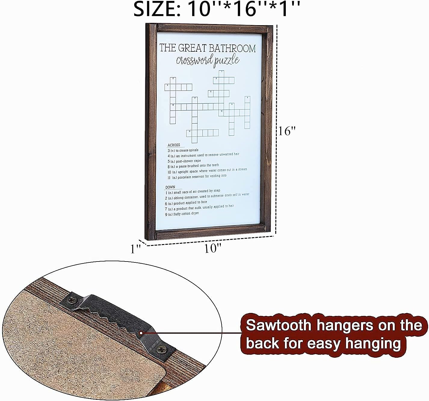 Lavender Inspired Crossword Puzzle, Farmhouse Bathroom Signs, Half Bath Decor, Funny Wall Decor, Entertaining Restroom Sign, Housewarming Gifts (WHITE)