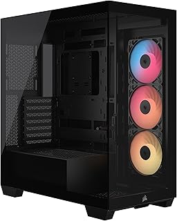 CORSAIR 3500X RS-R ARGB Case PC Mid-Tower Panoramico – 3 Ventole RS120-R ARGB Preinstallate, Compatibile con Fino a 10 Ventole da 120 mm, Scheda Madre con Connessione Inversa Compatibile – Nero