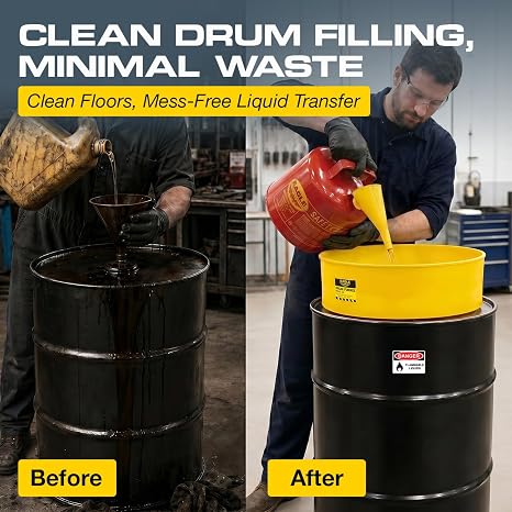 Eagle Drum Funnel for 30 and 55 Gallon Drums, Yellow