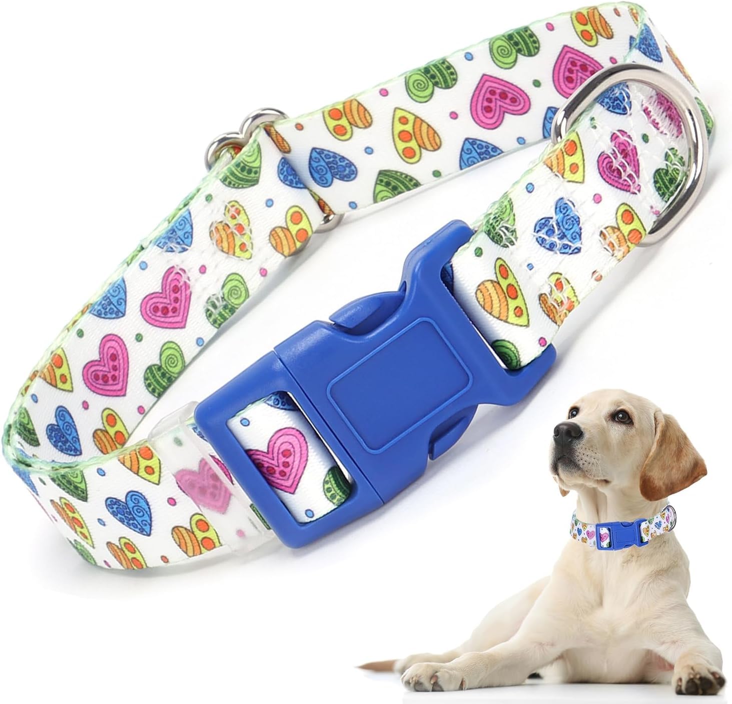 Dog Collars for Small Dogs, White Girls Dog Collar, Durable Pretty Female Pets Collars for Small Medium Large Dogs Walking Training, Size S