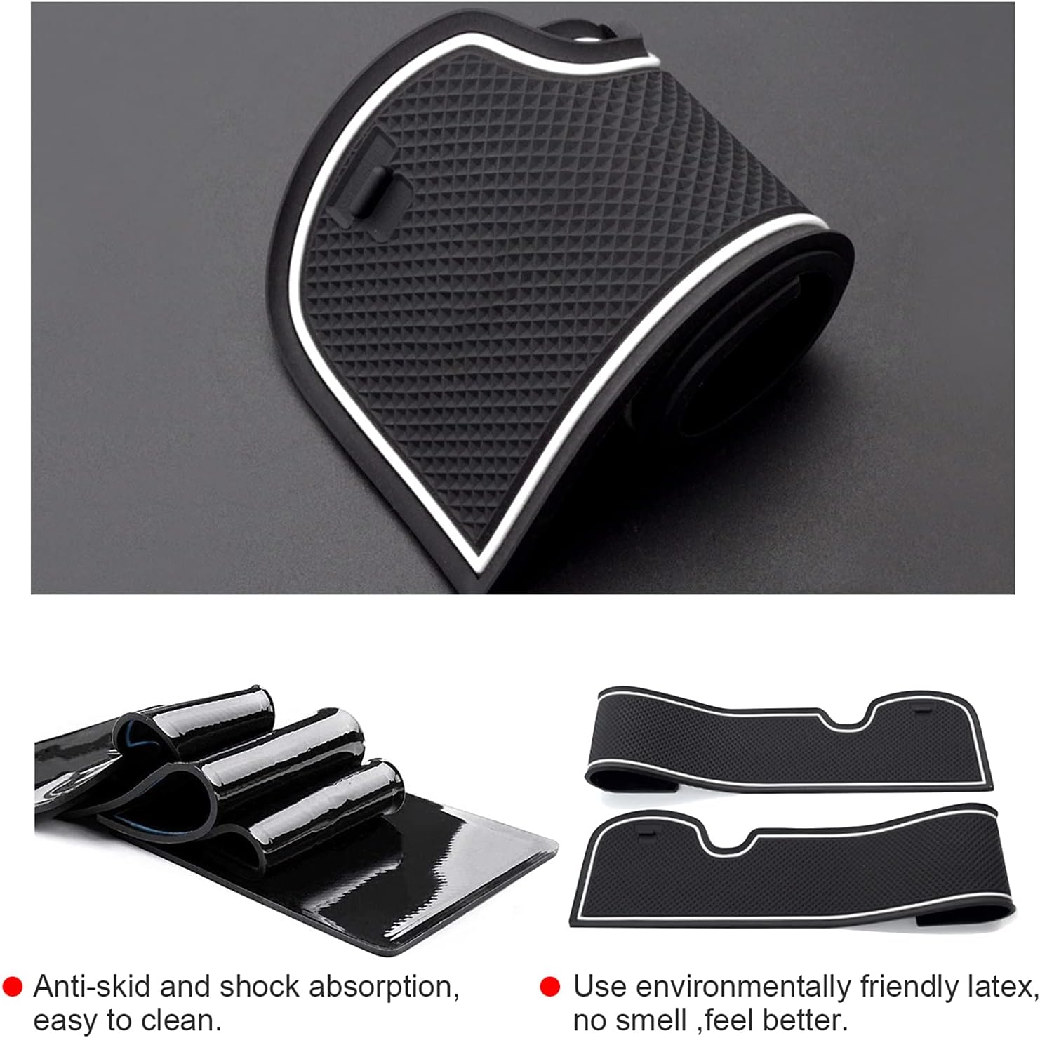 LFOTPP Car Non-Slip Interior Door Gate Slot Mats for 2021+ Trailblazer, Cup Holder Pads Groove Mat Cushions Rubber Mat (White Colored Trim)