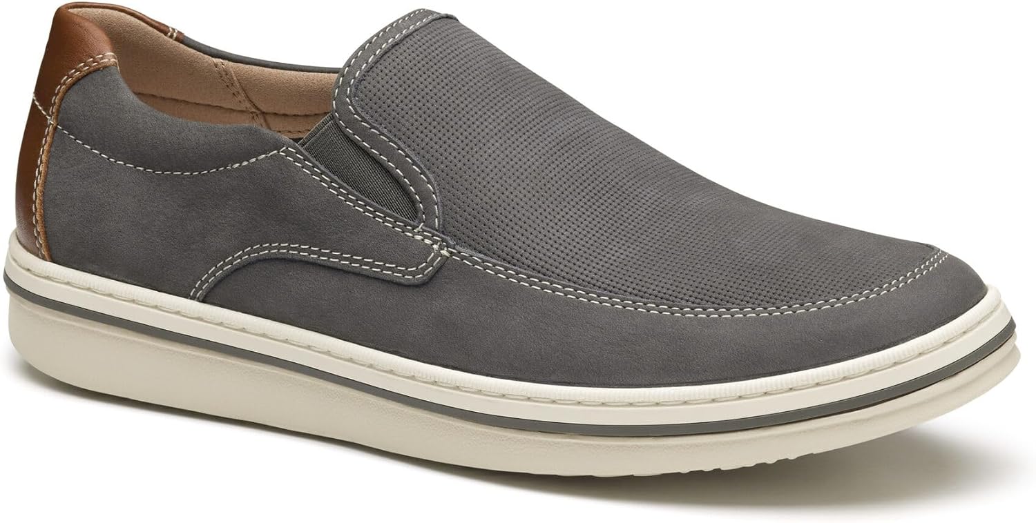 Johnston & Murphy Men's Bowling Embossed Moc Venetian Loafer, Gray Embossed Tumbled Nubuck, 10.5 M