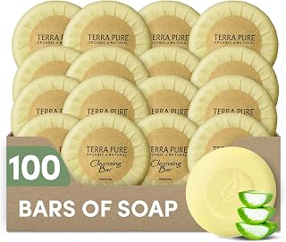Terra Pure Hotel Body Bar Soap, Travel Size Toiletries, 100 Count, 0.6 oz | Guest Amenities, Hospitality Supplies, Hotels, Resorts, hotel room essentials, guest bathroom supplies, motels, housekeeping