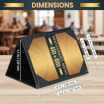 20 Pack 4 6 Table Tent Menu Covers, Leatherette PU Leather 3-Side Triangle Picture Frames with Angled Corners, Triangle Menu Holders for Restaurant Coffee Cafe Bar Drink Dessert