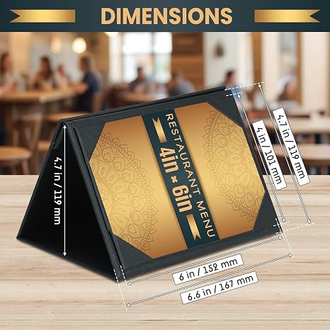 20 Pack 4 6 Table Tent Menu Covers, Leatherette PU Leather 3-Side Triangle Picture Frames with Angled Corners, Triangle Menu Holders for Restaurant Coffee Cafe Bar Drink Dessert