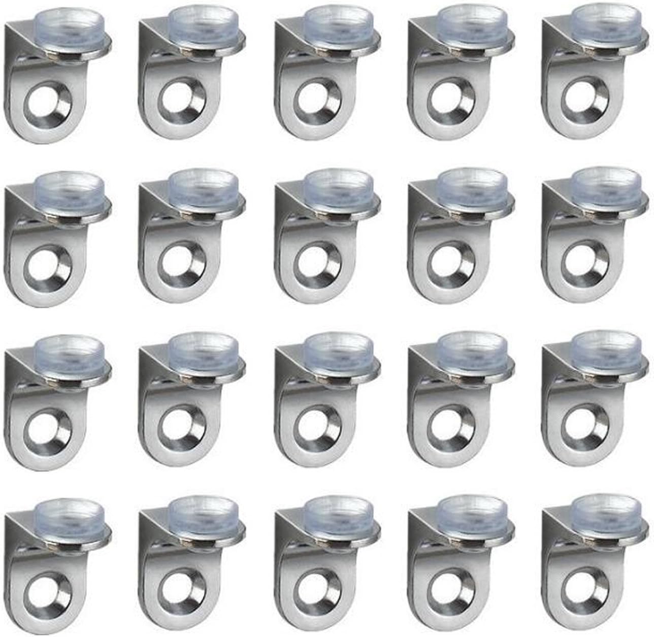 UOOOM 20 pcs Right Angle Fixing Clip Shelf Bracket Suction Cup Base Glass Shelve Support