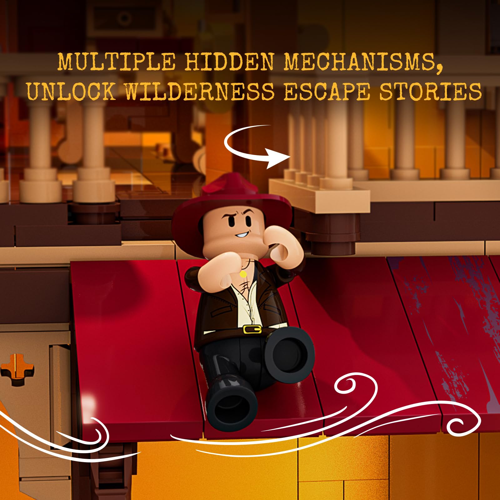 LUMIBRICKS Western Lucky Saloon zestaw klocków zaciskowych LED, 2200 elementów, modułowy budynek Wild-West, model z oświetleniem, podwójna struktura wewnętrzna, tajne przegródki i bogata w szczegóły