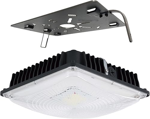 Luz LED para toldo de 45 W, AC100-277 V, 5400 lúmenes, 5000 K, certificación ETL y DLC, luz LED impermeable IP65, luces LED cuadradas para exteriores