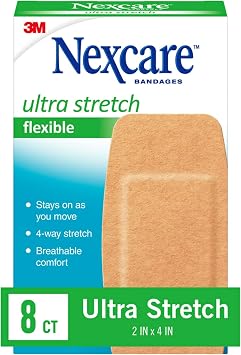 Nexcare Soft 'n Flex Knee & Elbow Bandages, Flexible Fabric, 2 in x 4 in, 8 Count (Pack of 24, 192 Total)