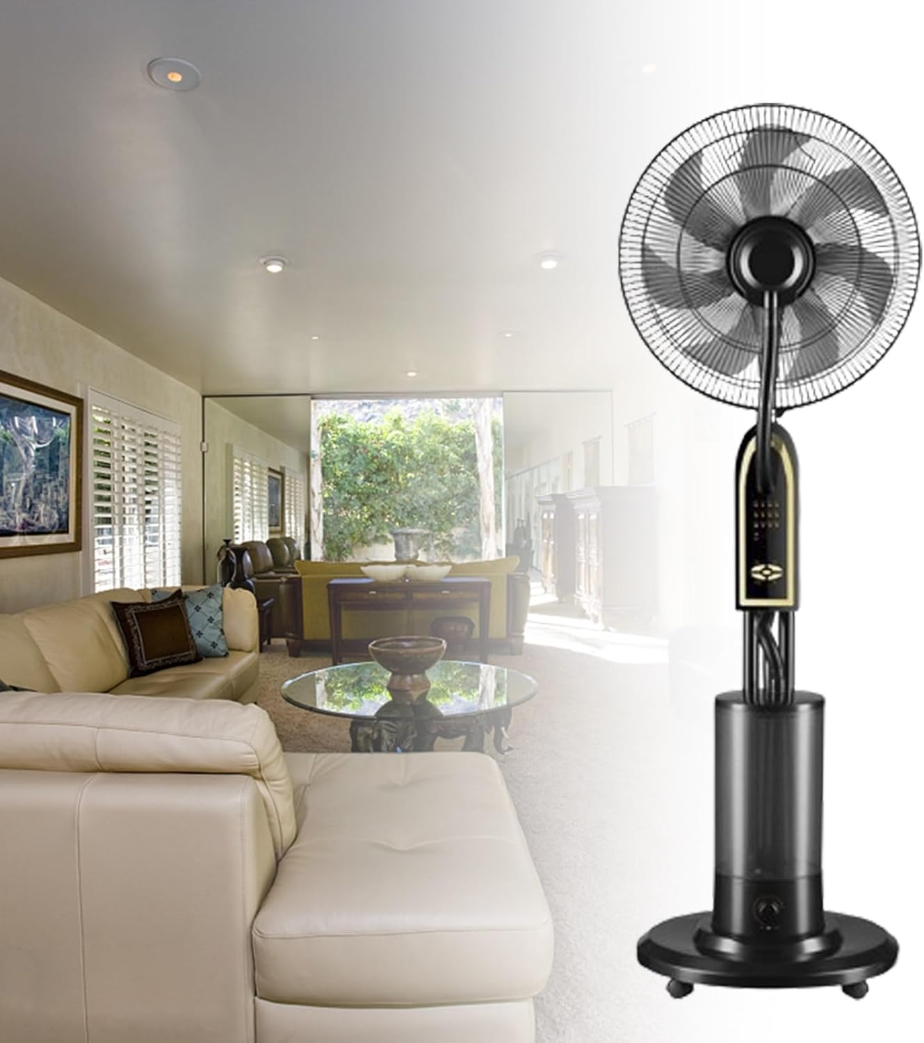 51-inch High Misting Fan｜5/7 Blades Floor Fan｜Moving Mister Fan｜35° Tilt Angle Air Cooler Fan｜Multiple Power Options Pedestal Fan｜Timed Tower Fan｜for Home, Commercial And Greenhouse(7)