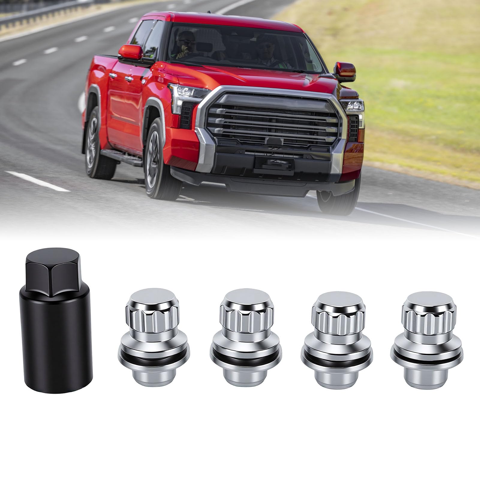Wheel Lock Lug Nut Set, 12x1.50 Size | Konstrukcja ze stali hartowanej, chromowane wykończenie, bezpieczne dopasowanie, kompatybilne z ą