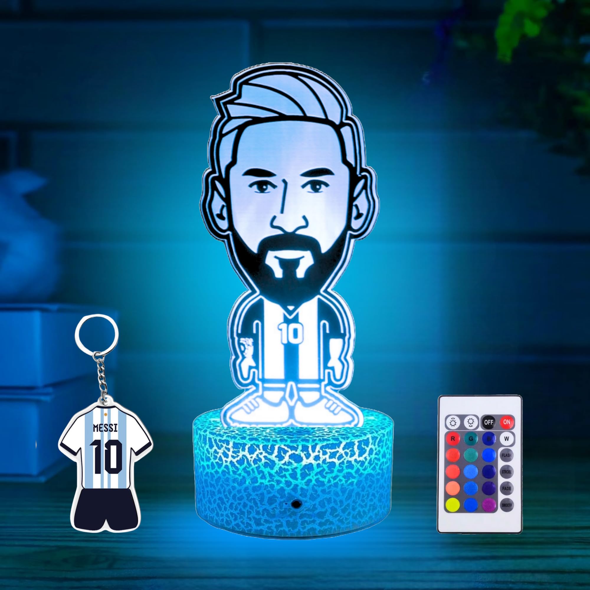 Soccer Star Lamp – 3D Illusion Night Light with Keychain | 16-Color Dimmable LED Toy | Bedroom Decor for Boys | Sports-Themed Birthday or Party Gift