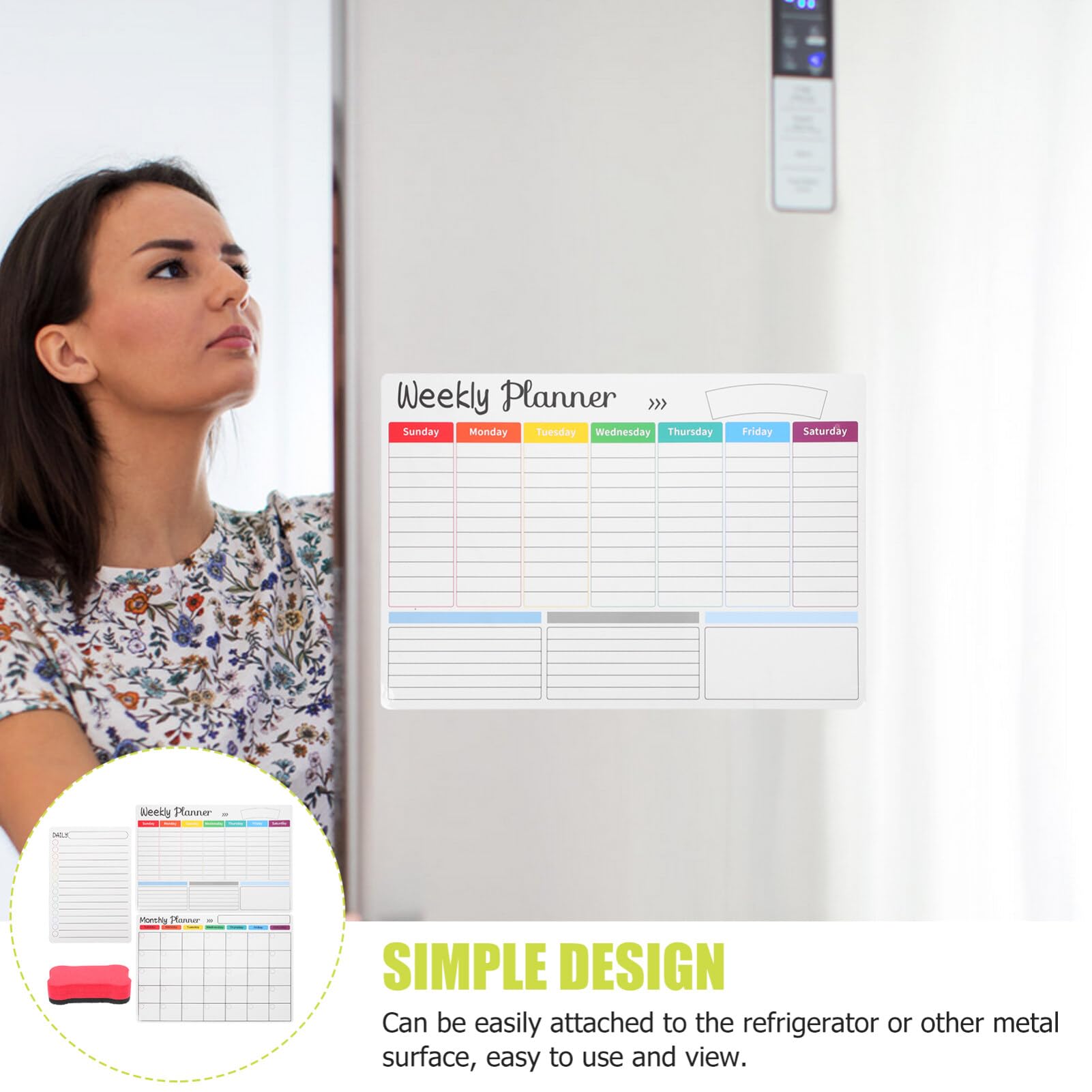 VILLCASE Wochenplaner mit Magnet für Kühlschrank Whiteboard-planer Magnetische Tagesplaner-tafel aus Robustem Kunststoffmaterial für Effiziente Terminkalender-organisation Abwischbare Notiz