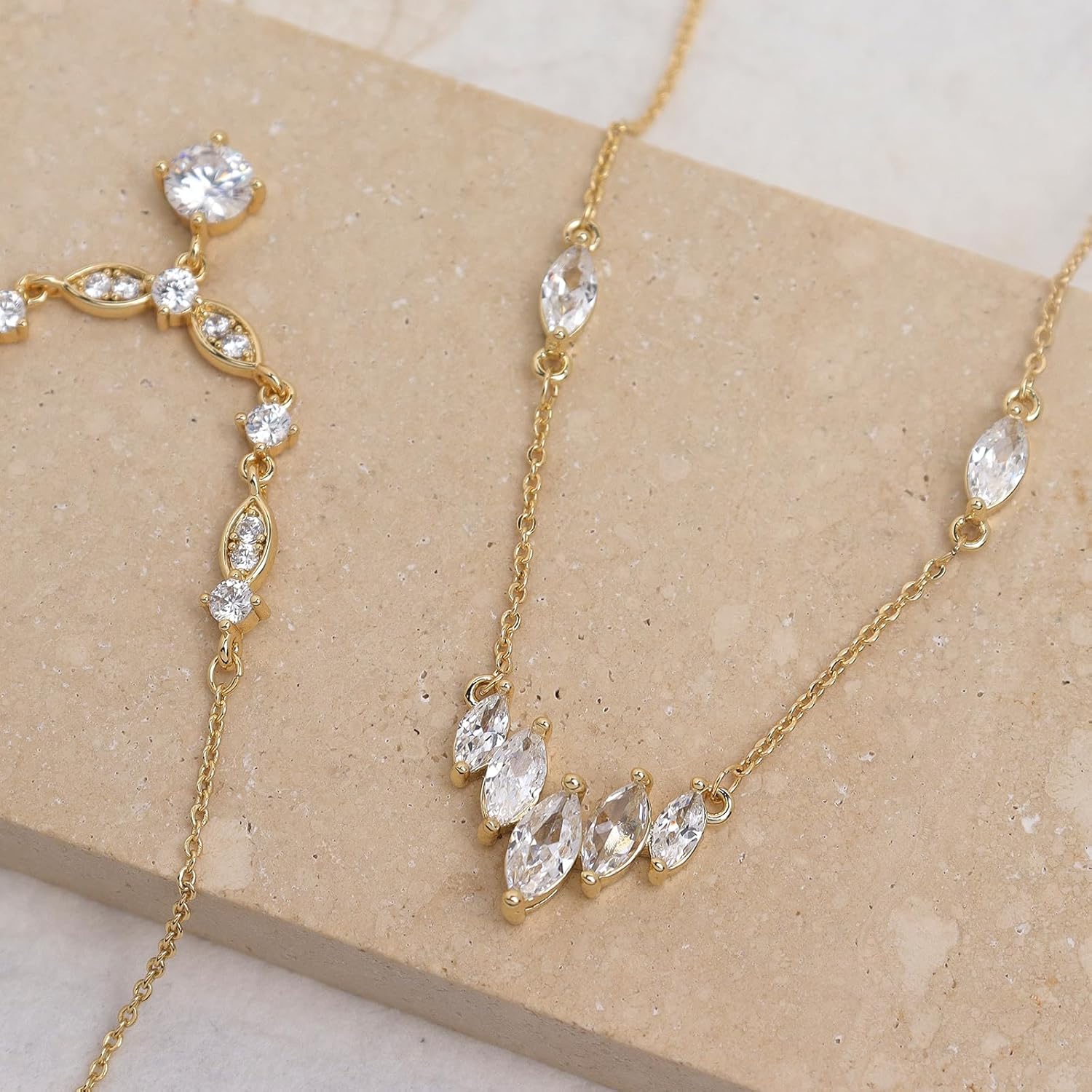 Sparkly Rhinestone Pendant Necklace for Woman, Dainty Cubic Zirconia Crystal Adjustable Chain Choker Necklaces Prom Wedding Fashion Jewelry Birthday Gift - Image 7