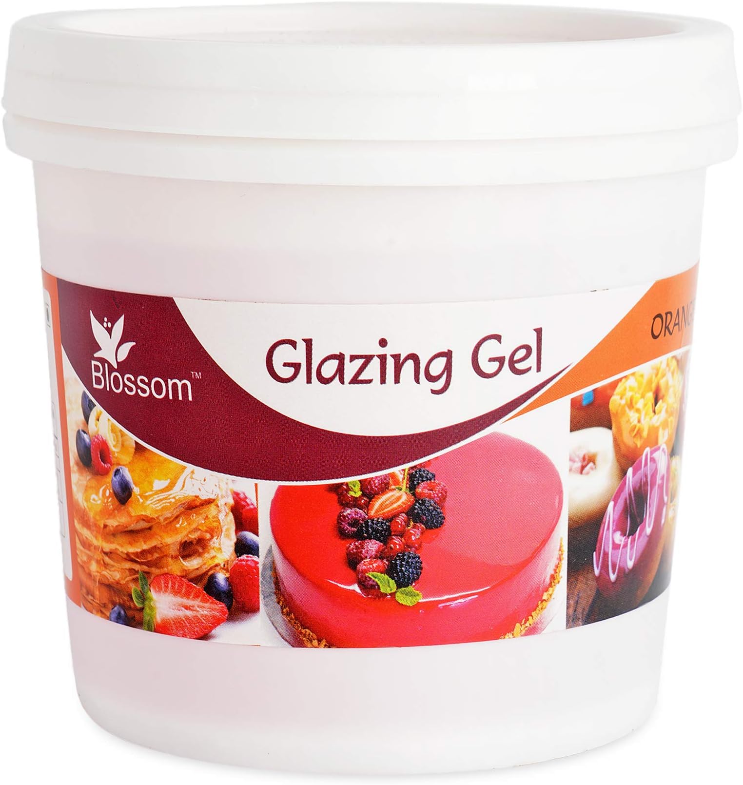 BLOSSOM Edible Glazing Gel for Cake & Desserts Toppings Decoration- Orange, 1 kg