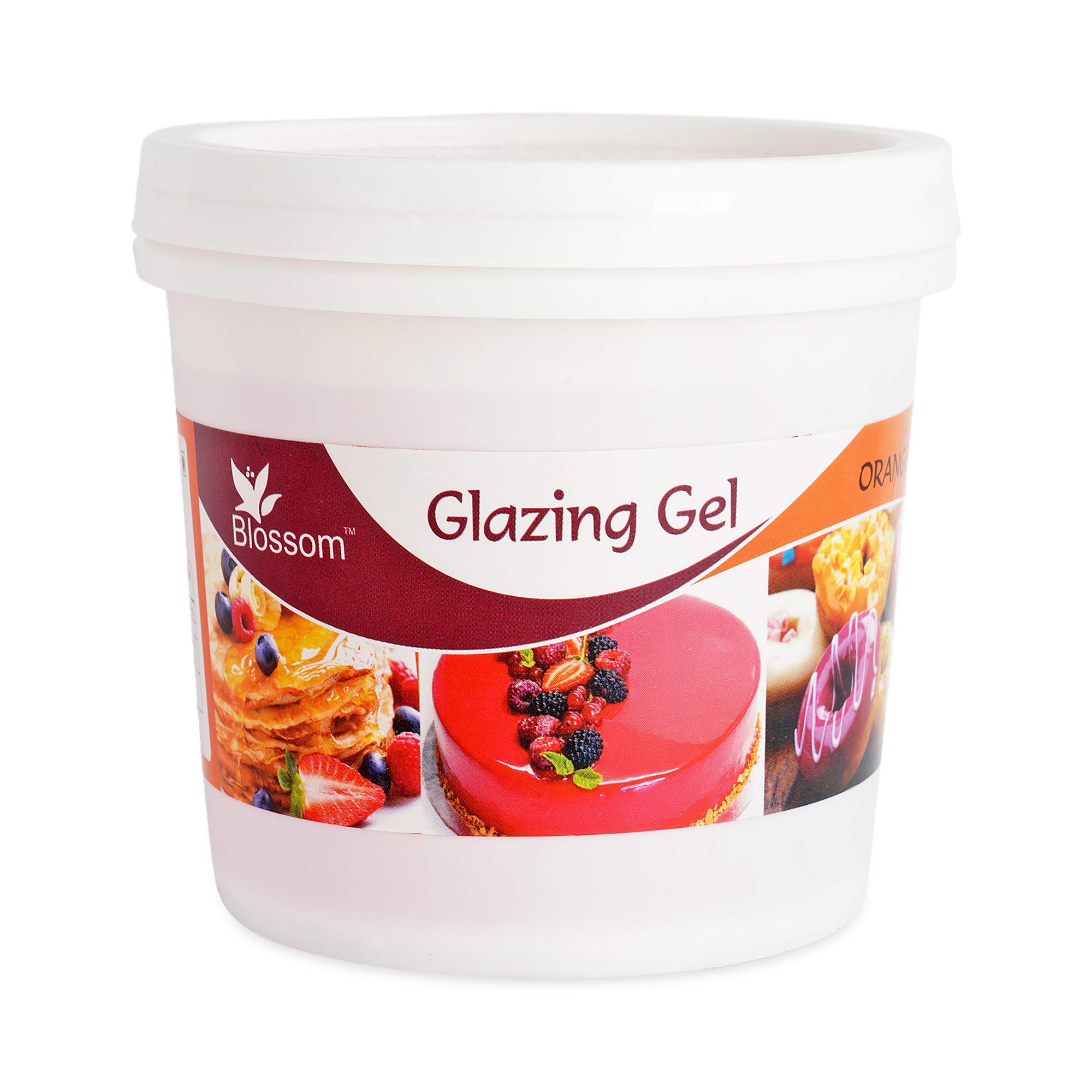 BLOSSOM Edible Glazing Gel for Cake & Desserts Toppings Decoration- Orange, 1 kg