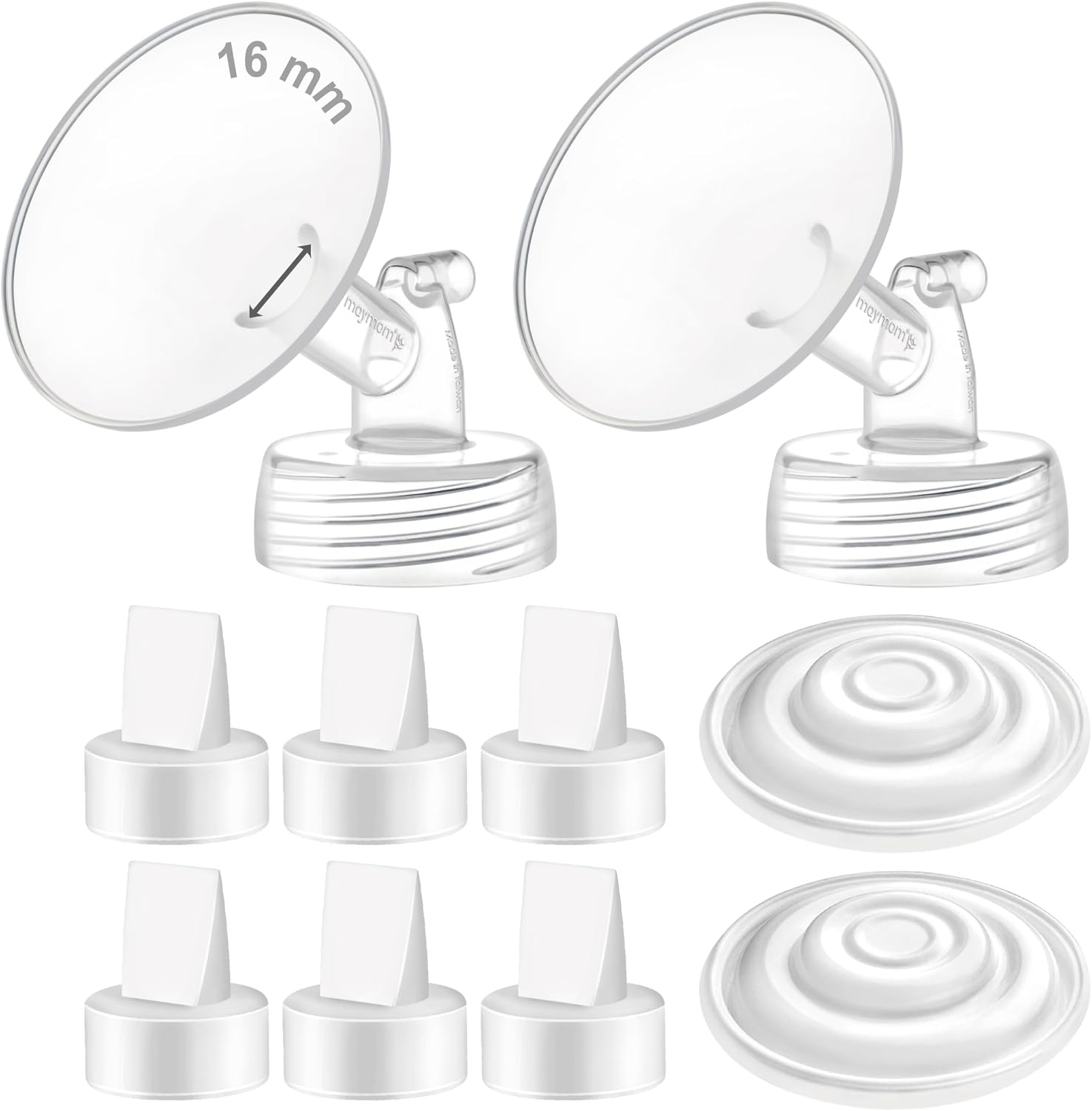 Maymom Pump Parts Compatible with Spectra S1 Spectra S2 Spectra Incl Wide Mouth Flange (16 mm) Duckbill Valve Silicone Membrane Replacement Parts Not Original Spectra Shield Parts