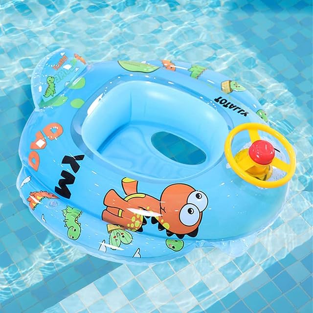 Baby Floats for Pool, Swimming Float Baby Inflatable Floater with Steering Wheel and Horn, Summer Outdoor Water Float
