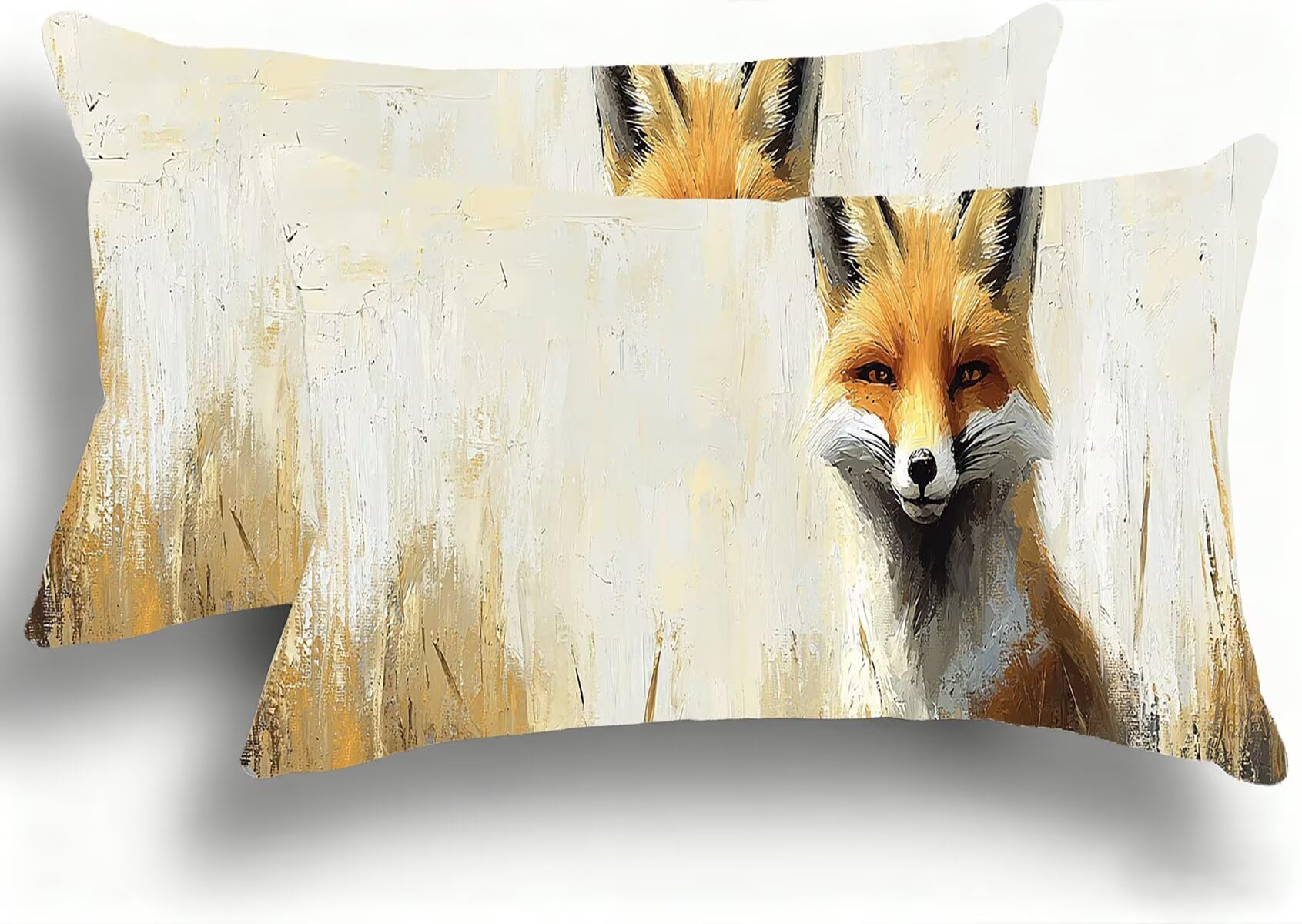 Taies d'oreiller décoratives en velours Renard jaune doux 35x70 cm