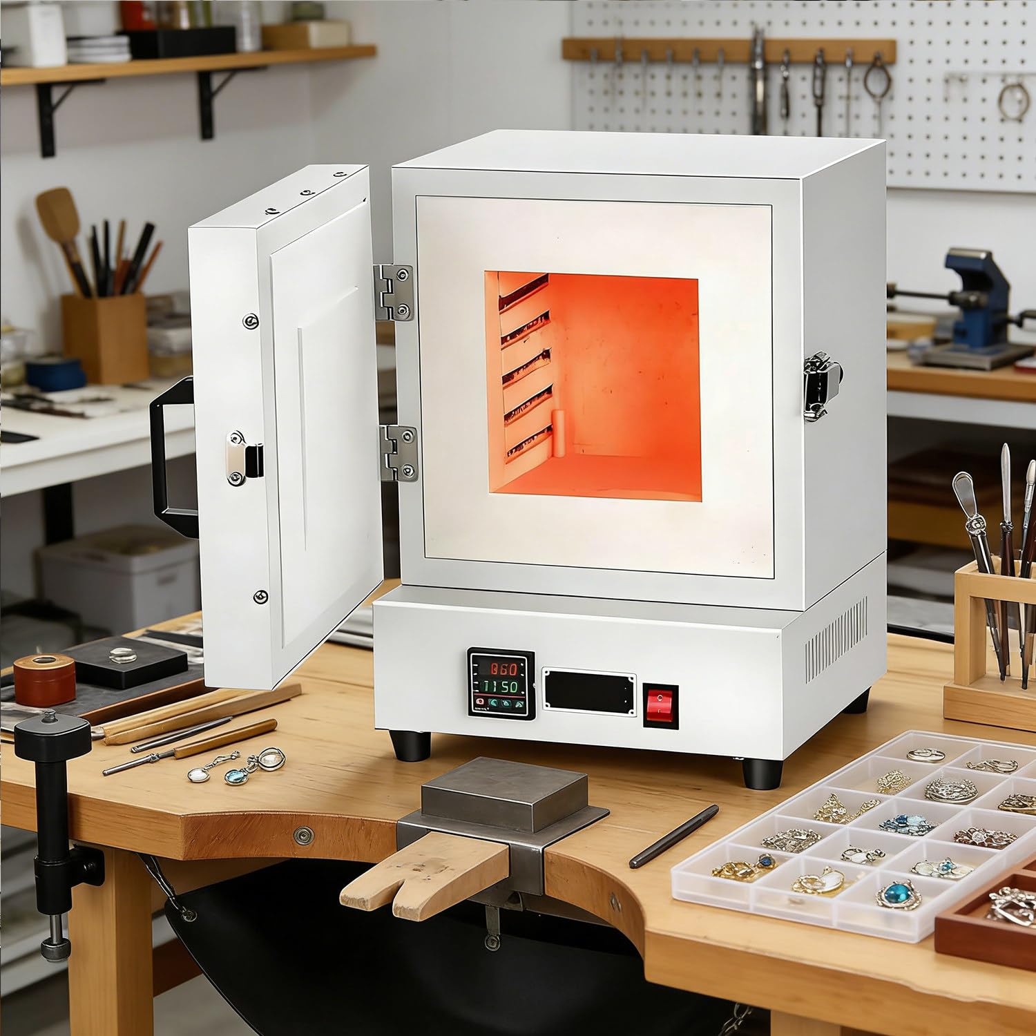 Horno eléctrico de mufla de 2000W, ideal para joyería y cerámica artística