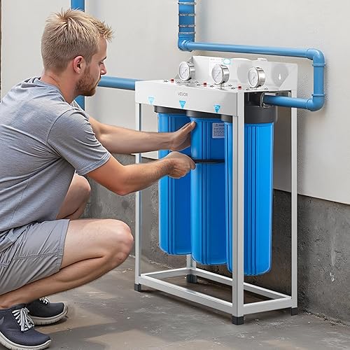 Miniatura 8 de VEVOR Sistema de filtro de agua para toda la casa, 3 etapas, sedimentos, GAC, CTO  Filtro purificador de agua para el hogar de carbón activado