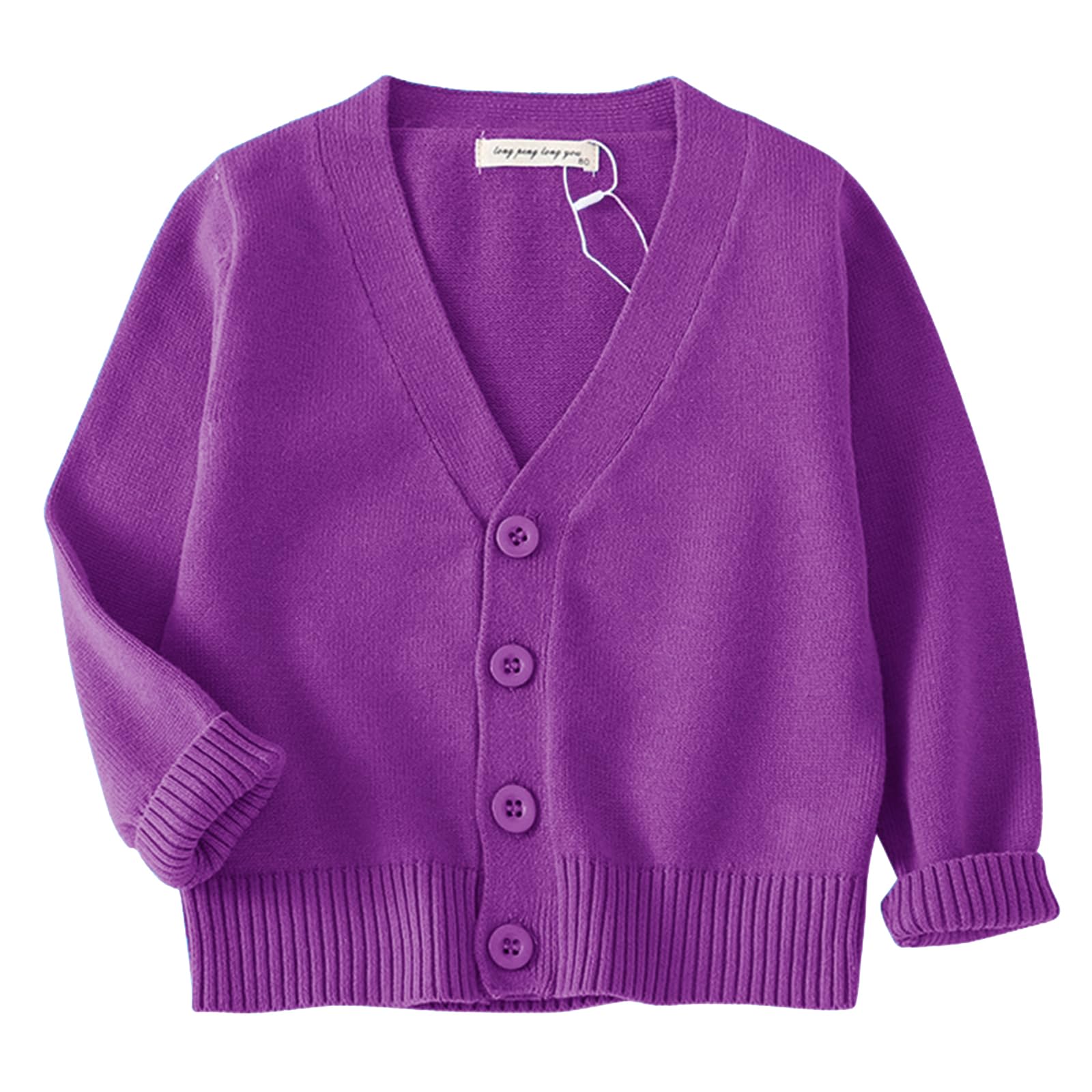 Unisex Boys Girls Cardigans Sweater V-Neck Long Sleeve School Uniforms Button Knit Tops