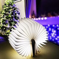 Vista 32 de XIUDI 8 Colors Small Folding Book Lamp,Wooden Book Lights,Upgraded Version Portable Desk Light,Novelty LED Paper Lantern with USB Rechargeable Night