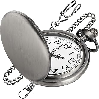 Smooth Black Pocket Watch for Men Quartz Arabic Digital Dial with Chain,Smooth Quartz Men's Pocket Watch