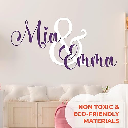 Miniatura 4 de Calcomanías de pared personalizadas con múltiples fuentes para bebé, niña o niño, nombre personalizado para gemelos, decoración de pared, calcomanía