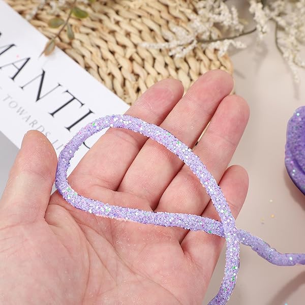 PATIKIL Sequins Rope, 5.5 Yard 6mm Sequins Rhinestone Tube Cord pour Wedding Dresses Earring Costume Clothing Shoes Jewelry DIY Crafts Making Accessory, Light Pink - 4