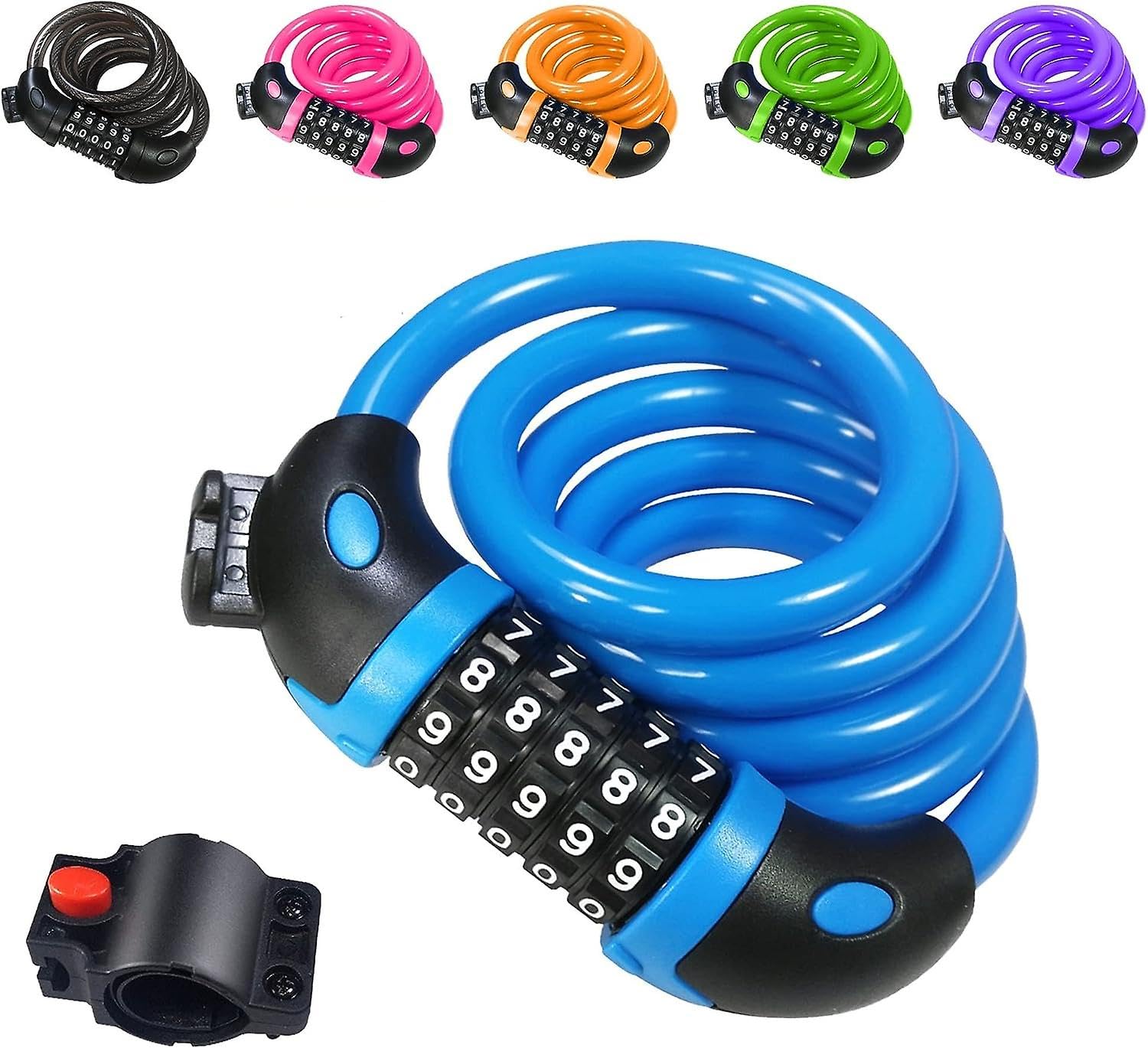 Joyhappst Image Color Dww-Antivol Velo(Bleu),Cadenas De Velos Long 120Cm X 12Mm,Cble Antivol Pour Vlo Scooter Motos Portail Vlo Avec 5 Chiffres Intelligente Code Et Vlo Pou