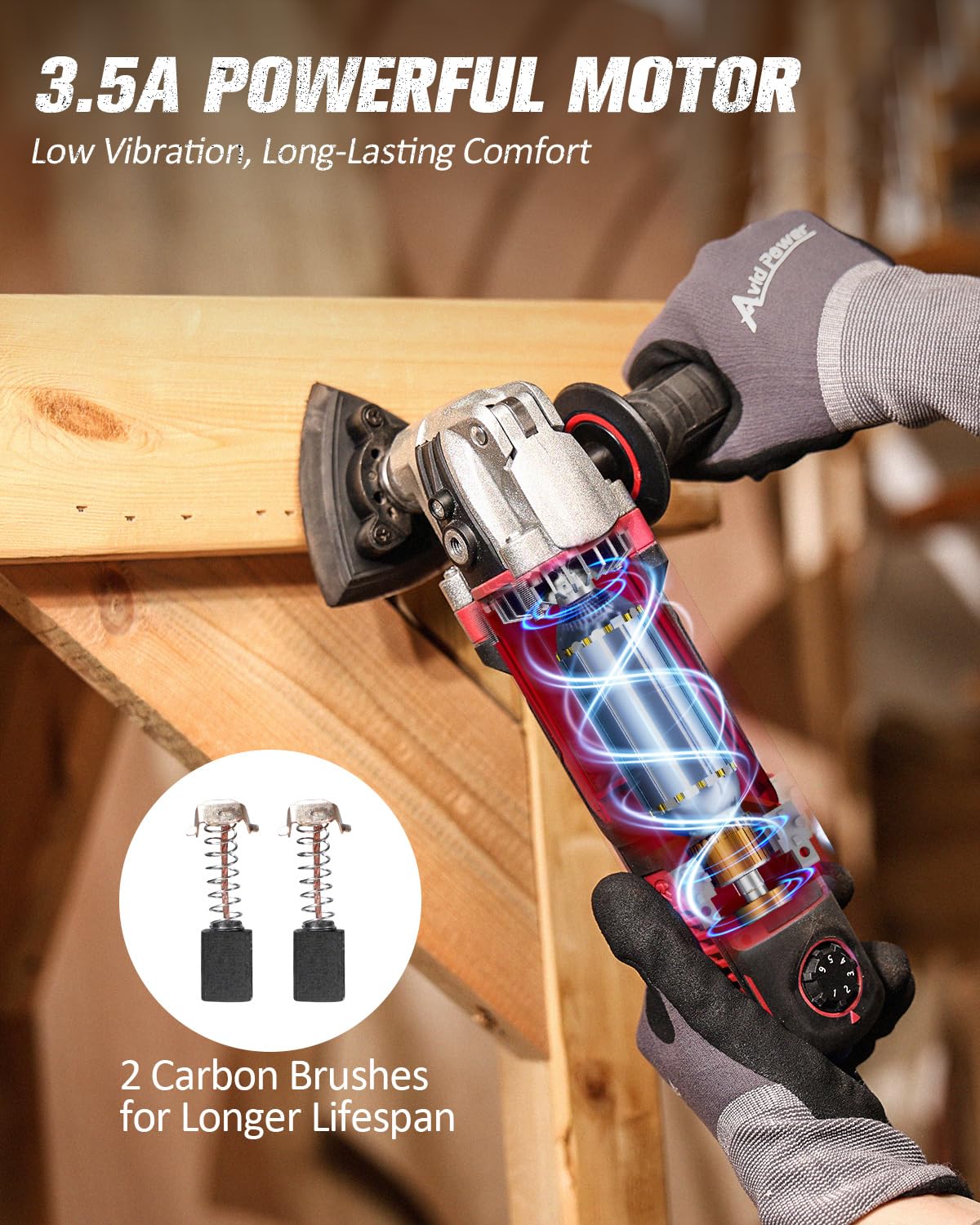 AVID POWER Oscillating Tool, 3.5-Amp Oscillating Multi Tool with 4.5° Oscillation Angle, 6 Variable Speeds and 11 pcs Saw Accessories, Auxiliary Handle — Amazon image 2