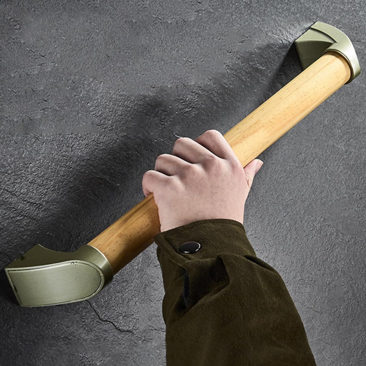 Cabilock Pasamanos Multifuncional de Aluminio de Baño Antideslizante de Aleación Madera, Barra de Apoyo Seguridad para Ducha Hogar