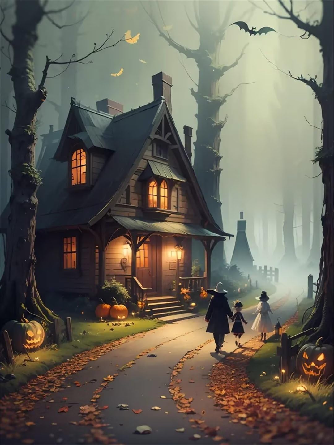 Broderie diamant 5D citrouille d'Halloween, artisanat d'art mural grand format pour intérieur