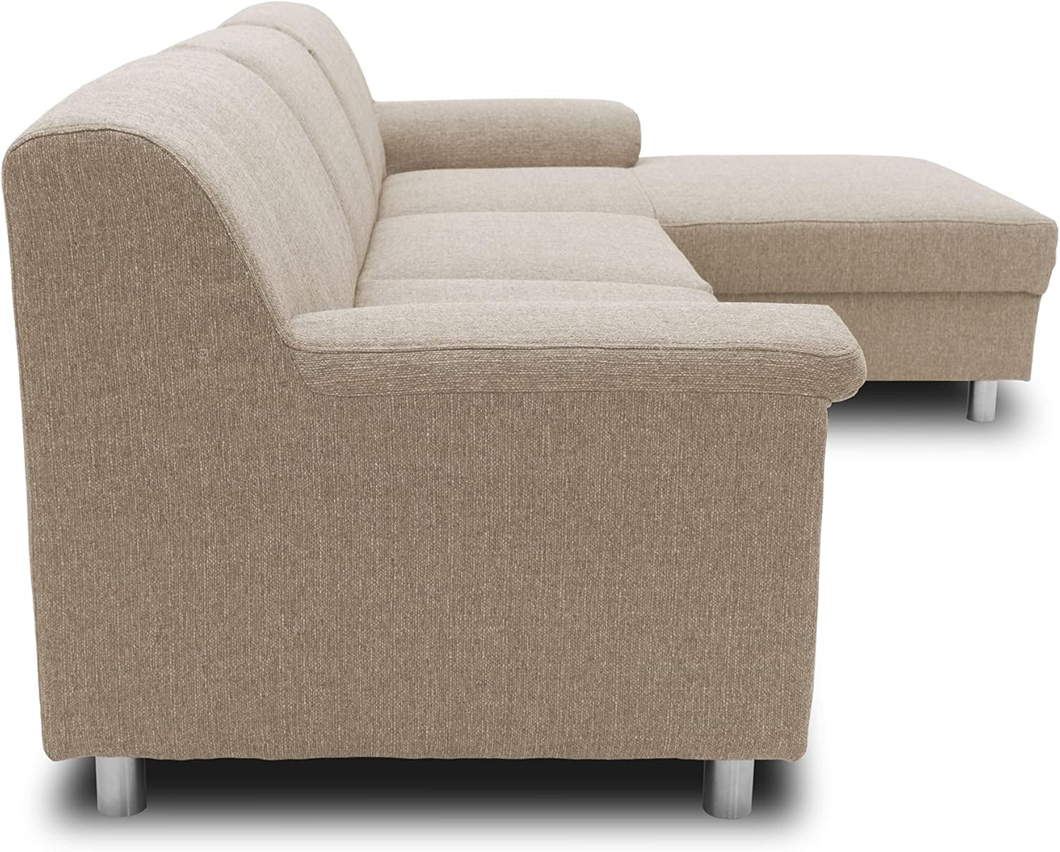 DOMO. collection Junin - Sofá esquinero con función de Dormir para sofá (251 x 150 cm), Color Beige