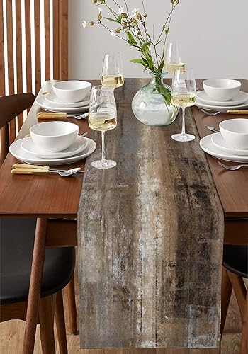 Miniatura 4 de LEOSUCRE Camino de mesa de lino de algodón de 70 pulgadas de largo, rústico marrón y gris, antideslizante, para cocina, cena, fiesta, vacaciones,