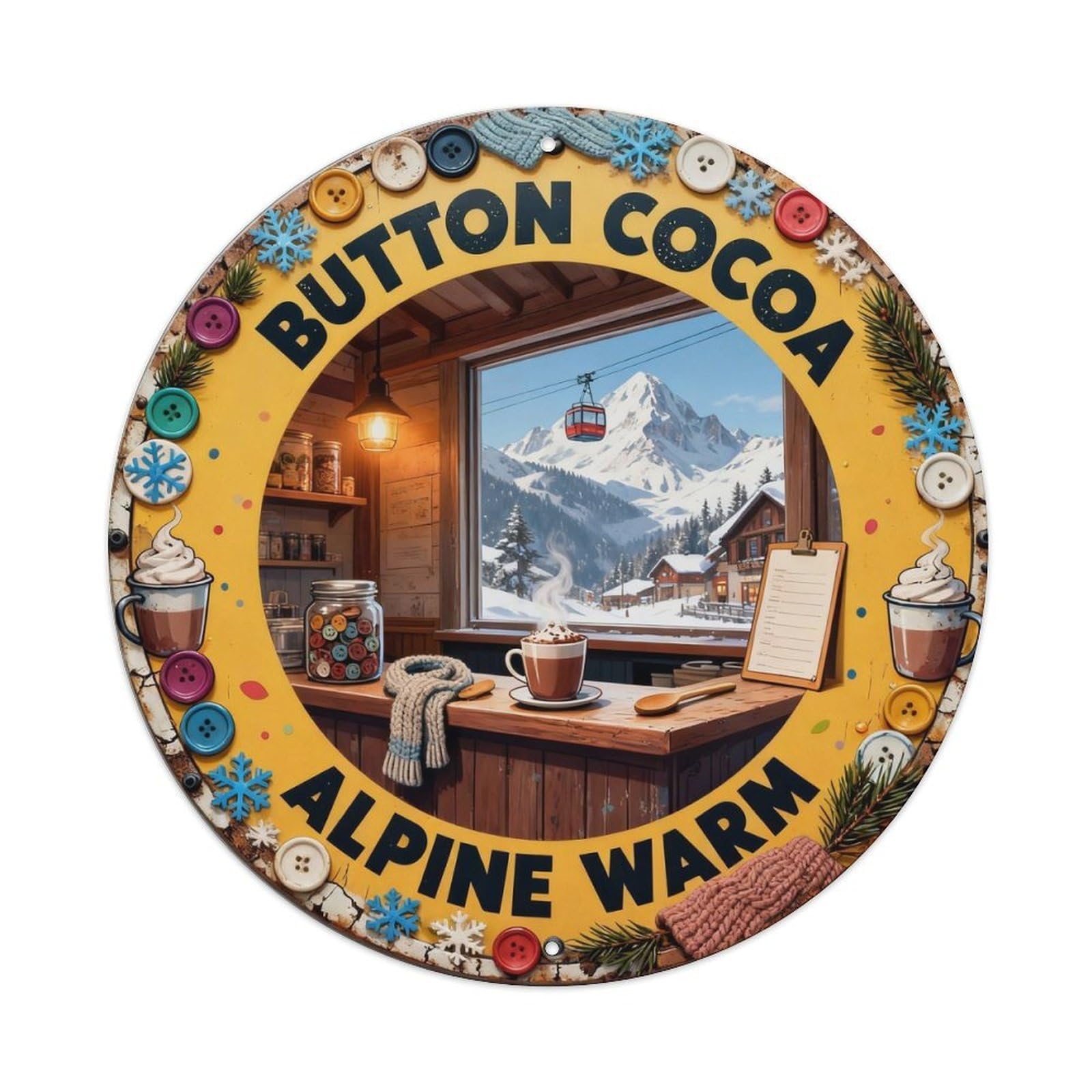 Button Cocoa Sign Metal Tin Sign Plaque