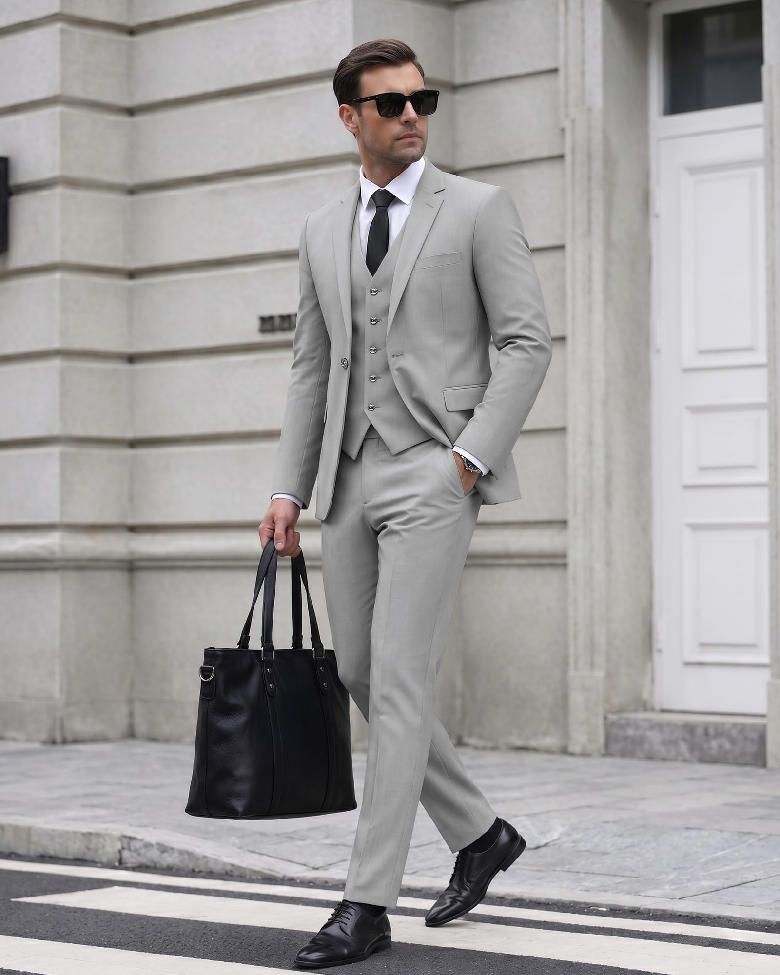 Cooper & Nelson Cooper & Nelson 3 Pezzi Abiti da Uomo Set di Pantaloni Eleganti da Lavoro Uomo