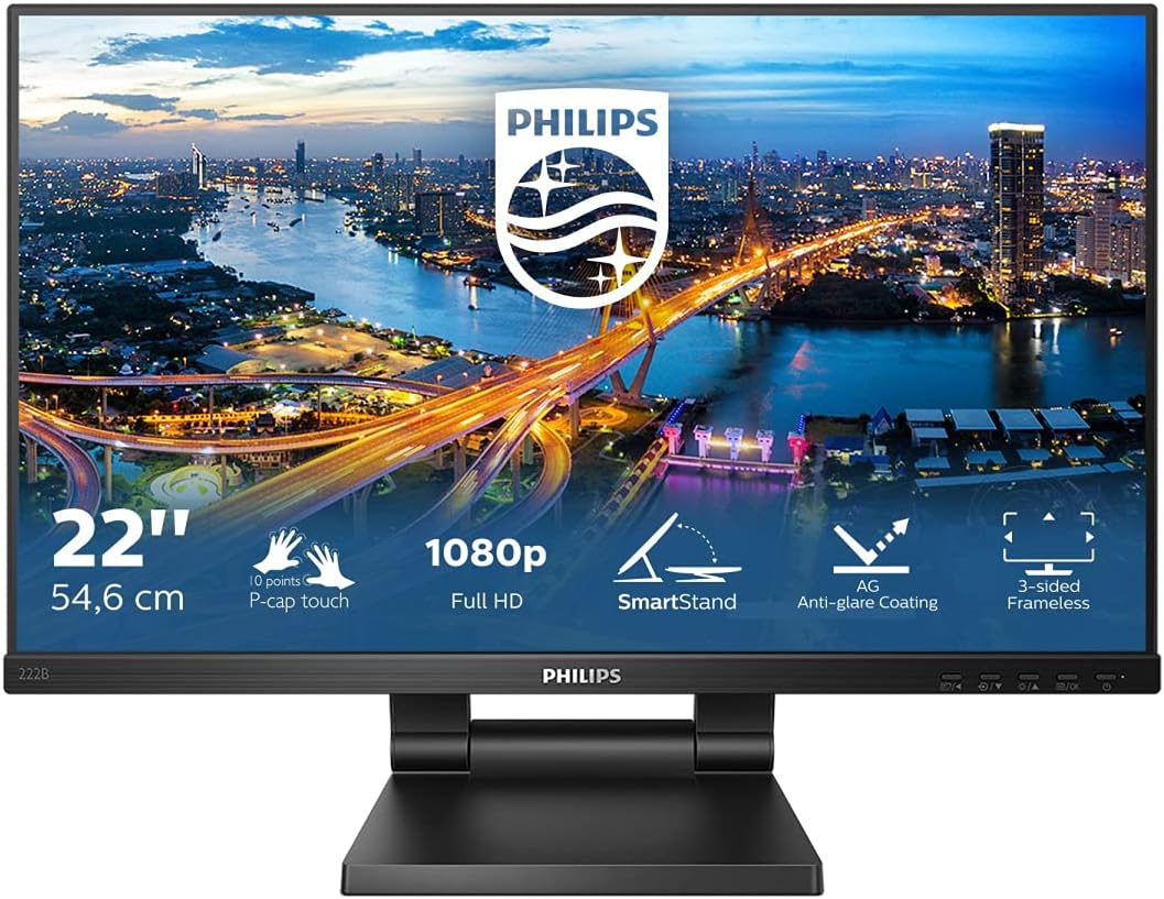 Philips 222B1TC/00, Touch Screen Monitor 21.5,FHD 1920*1080, VGA, HDMI, Display Port, Hub USB 3 x 3.2, Speakers, base regolabile in altezza Philips 222B1TC/00, Touch Screen Monitor 21.5,FHD 1920*1080, VGA, HDMI, Display Port, Hub USB 3 x 3.2, Speakers, base regolabile in altezza