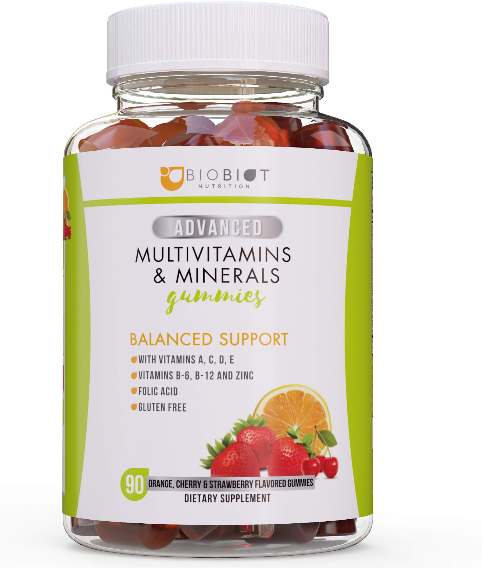 Advanced Biobiot Multivitamin Gummies for Women and Men – Adult Gummy Vitamins B, C, E, B12, B6, Calcium and More – 100% Gluten Free Formula - for Overall Health and Immune System Support