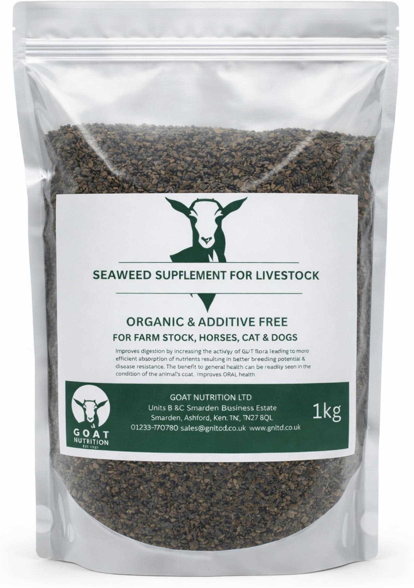 Seaweed Organic Granular Supplement, Natural Plant & Animal Nutrition, Rich in Vitamins, Minerals, Trace Elements, Suitable for Pets, Livestock, Gardening, Non-GMO - 1kg