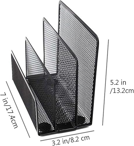 Miniatura 2 de VANRA Organizador de archivos de escritorio pequeño con 3 compartimentos verticales verticales (negro)