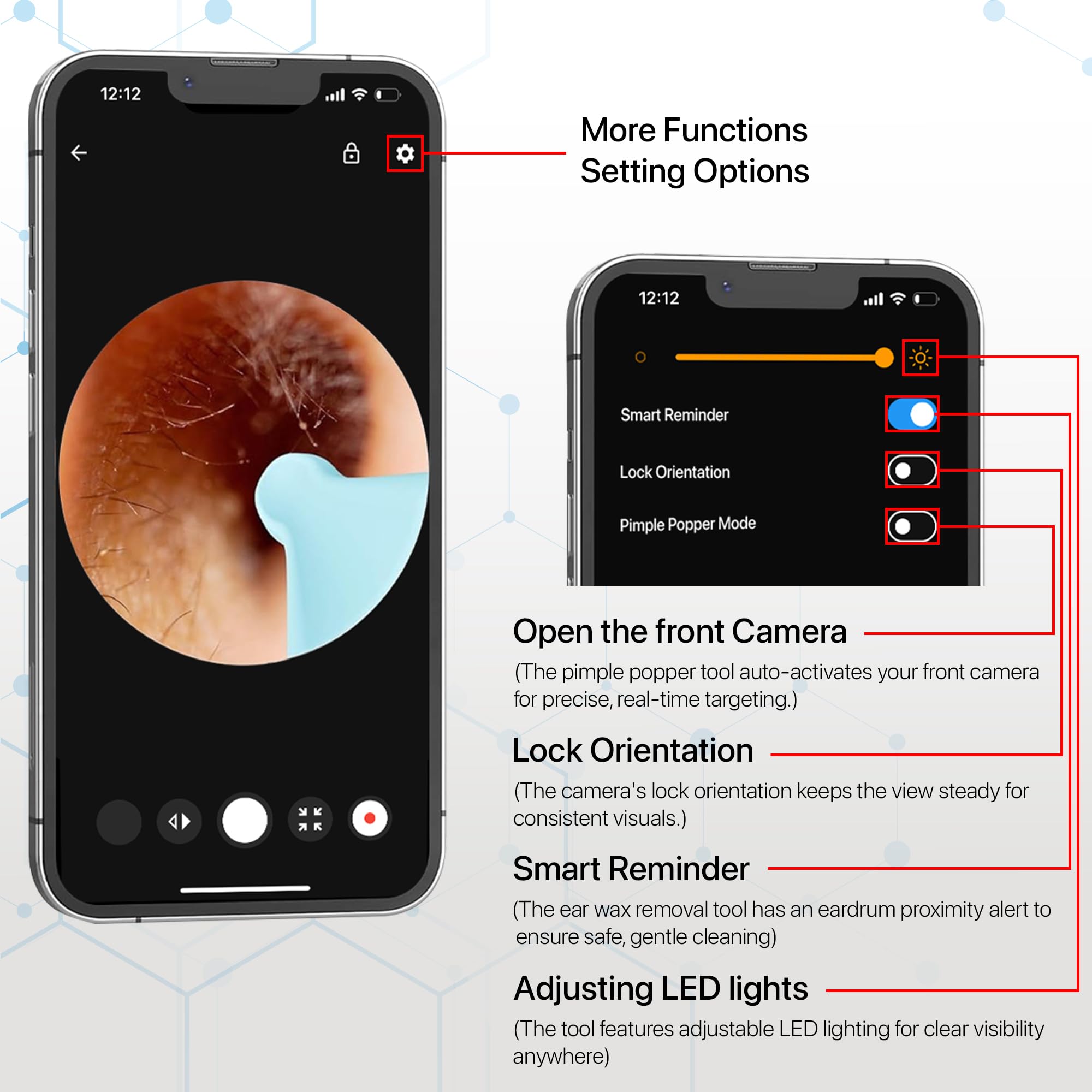 Dr Vaku® Earocam Ear Cleaner Earwax Removal Tool Kit with HD Camera Wifi Connection & 6 LED Lights Endoscope Tool for iOS & Android + 11 Silicone Tips Free (White) 4