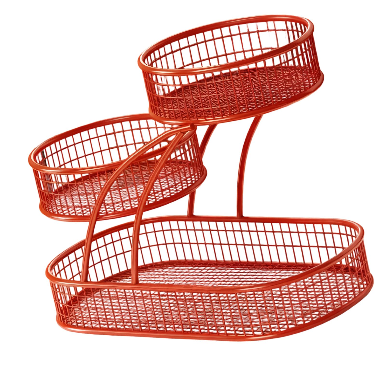jiingekk 3-Tier Metal Fruit Basket Stand, Iron Wire Kitchen Counter Organizers with Rustproof Coating Spacious for Fruits Open Wire Design Basket