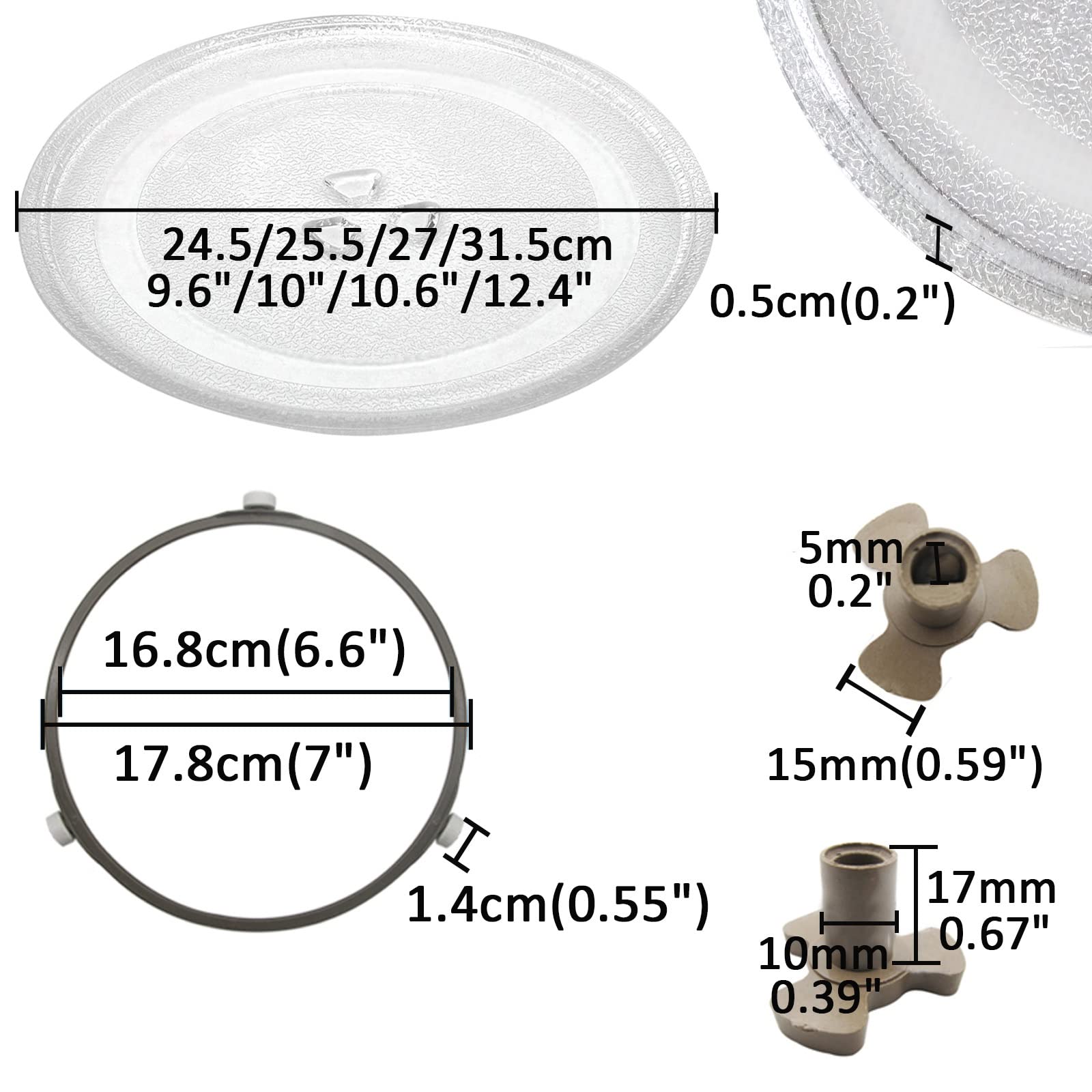 Glatt Mikrowelle Ersatz Drehteller Glasteller-glatt Und Strapazierfähig-Mikrowelle Drehteller, Mit Drehtellerring Und Unterstützung, Für Diverse Mikrowellen Dauerhaft Mikrowellenteller ( Color : Clear