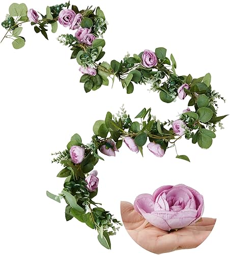 Miniatura 9 de Guirnalda de flores artificiales de vid de rosas colgantes, rosas falsas para boda, fiesta de cumpleaños, San Valentín, Navidad, decoración de arco
