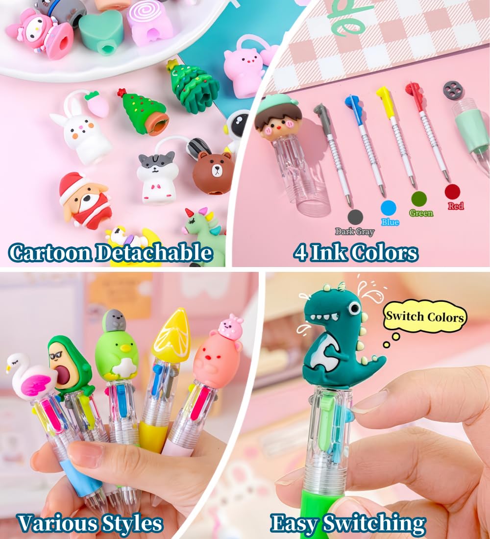 Lot de 20 stylos à bille multicolores 4 en 1 pour enfants, pour anniversaires et fêtes d'enfants